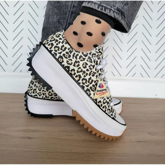 ❤️Converse Run Star Hike Platform Archive Leopard 5 Women's Shoes White A16286C - Picture 4 of 14